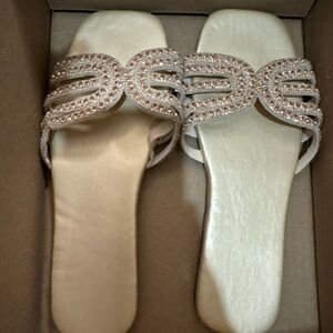 Elegant Cream Rhinestone Women's Sandals